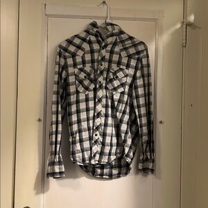 Arizona Jean Company Black and White Plaid Shirt